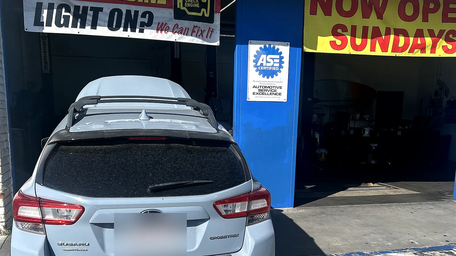 Engine repair in Encinitas, CA: Subaru Crosstrek pulled up to our service bay
