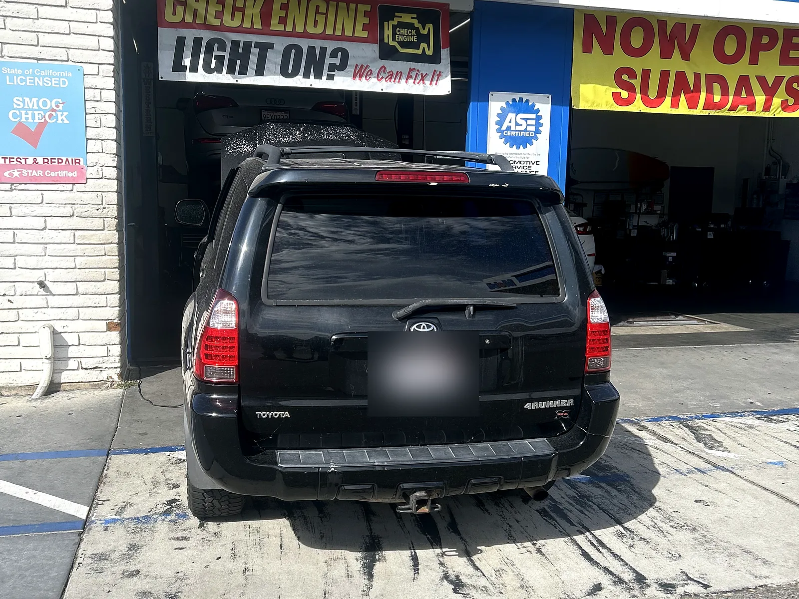 STAR smog check in Encinitas, CA: Toyota 4Runner at our service bay